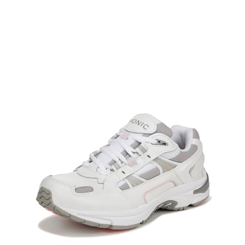 VIONIC 23WALK LEATHER TEXTILE WOMEN'S LOW TOP SNEAKERS - WHITE/PINK - SIZE 9.5