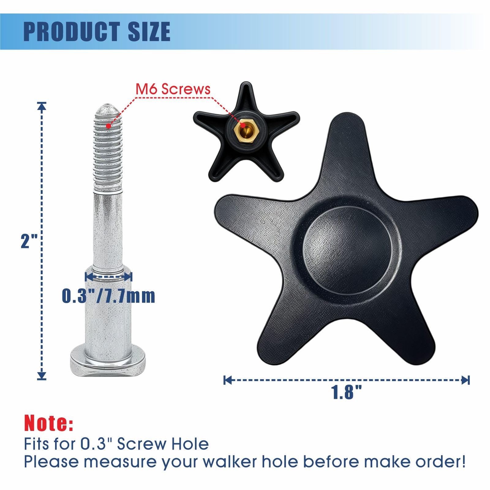 MUROCEA Rollator Walker Replacement Knobs - Arm Height Adjustment Knobs for 3...