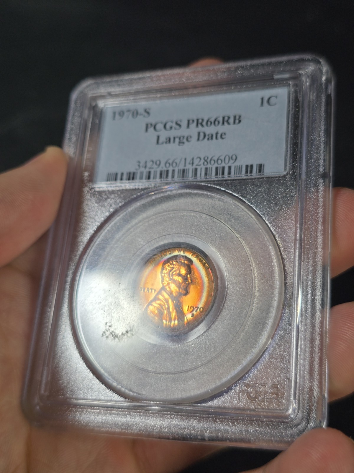1970 S Lincoln Cent Large Date Target Toned