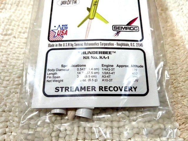 Semroc THUNDERBEE Flying Model Rocket Kit No. KA-1 Made In USA