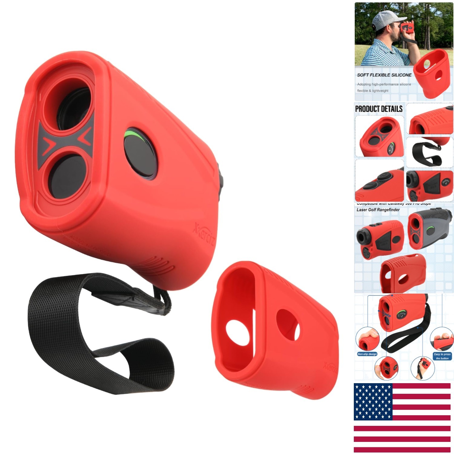 Lightweight Protective Silicone Case for Callaway 300 Pro Rangefinder - Red