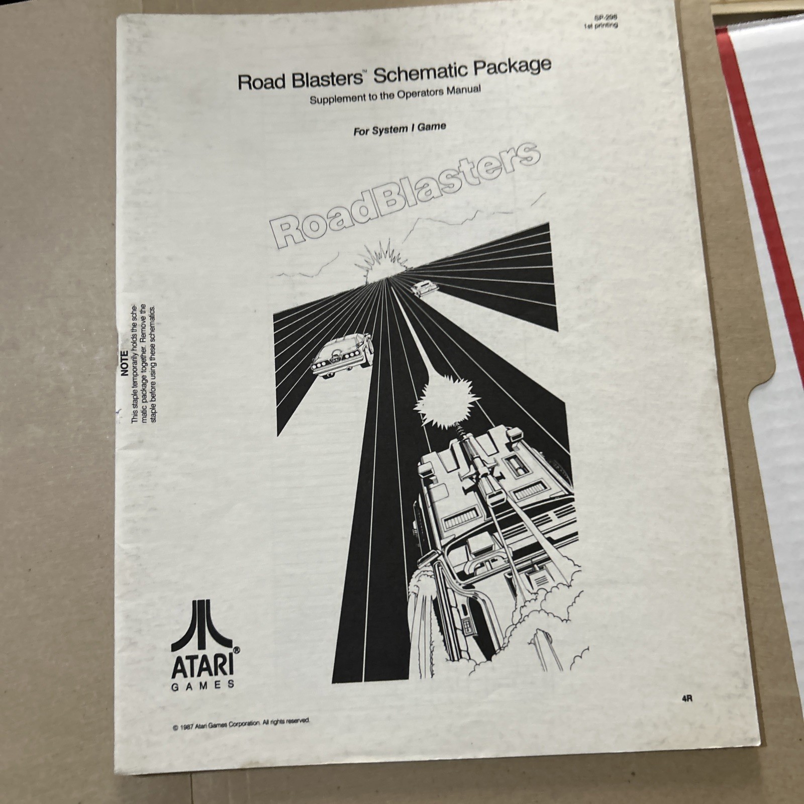 original 1st Printing Road Blasters Set W/Schematics Atari Arcade Game manual