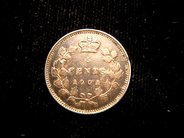 CANADA. VICTORIA. 5 CENTS 1901. KM 2. Toned. +