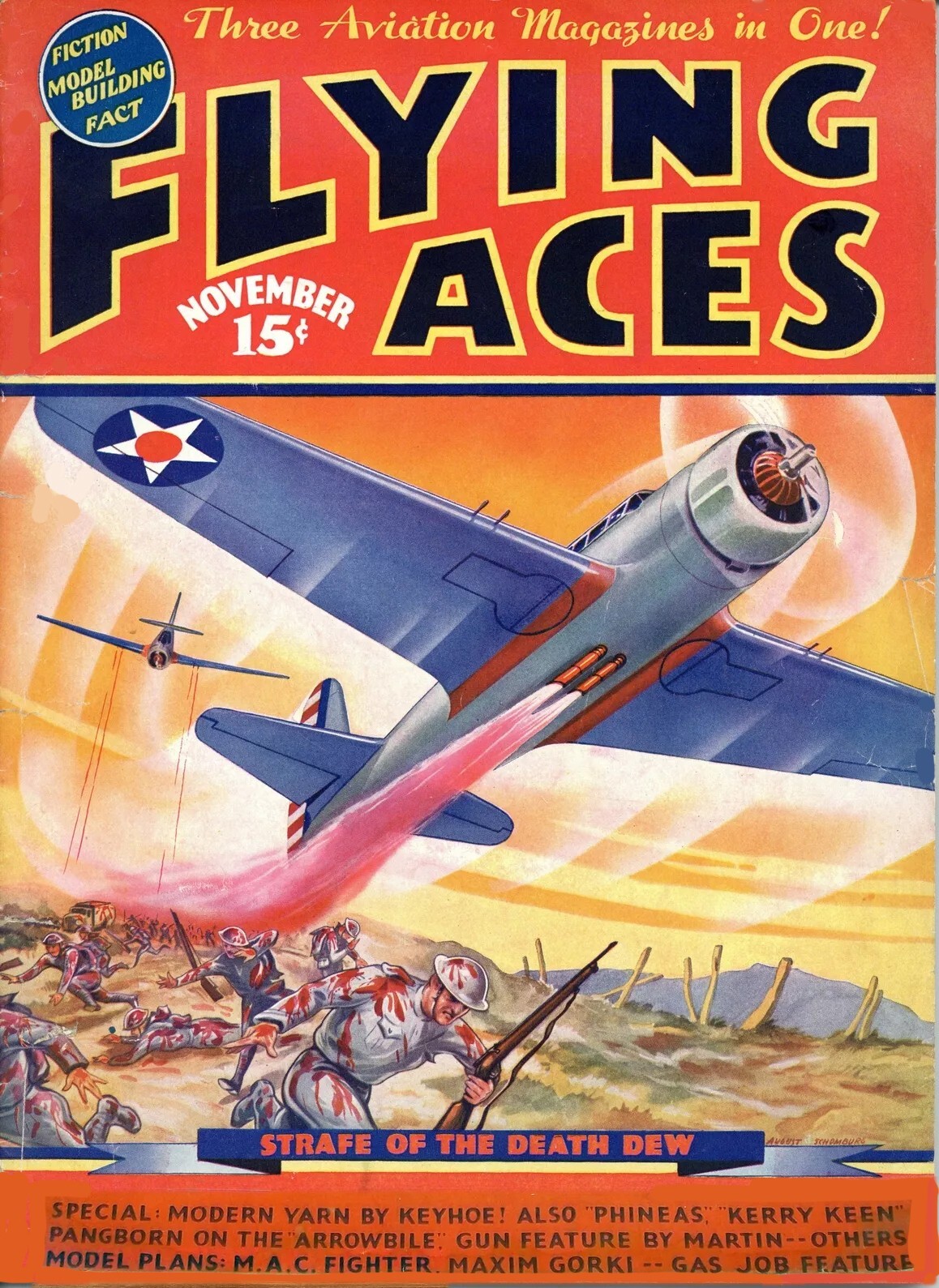 Model Airplane Plans (FF): M.A.C. Fighter 25" Scale Rubber-Powered