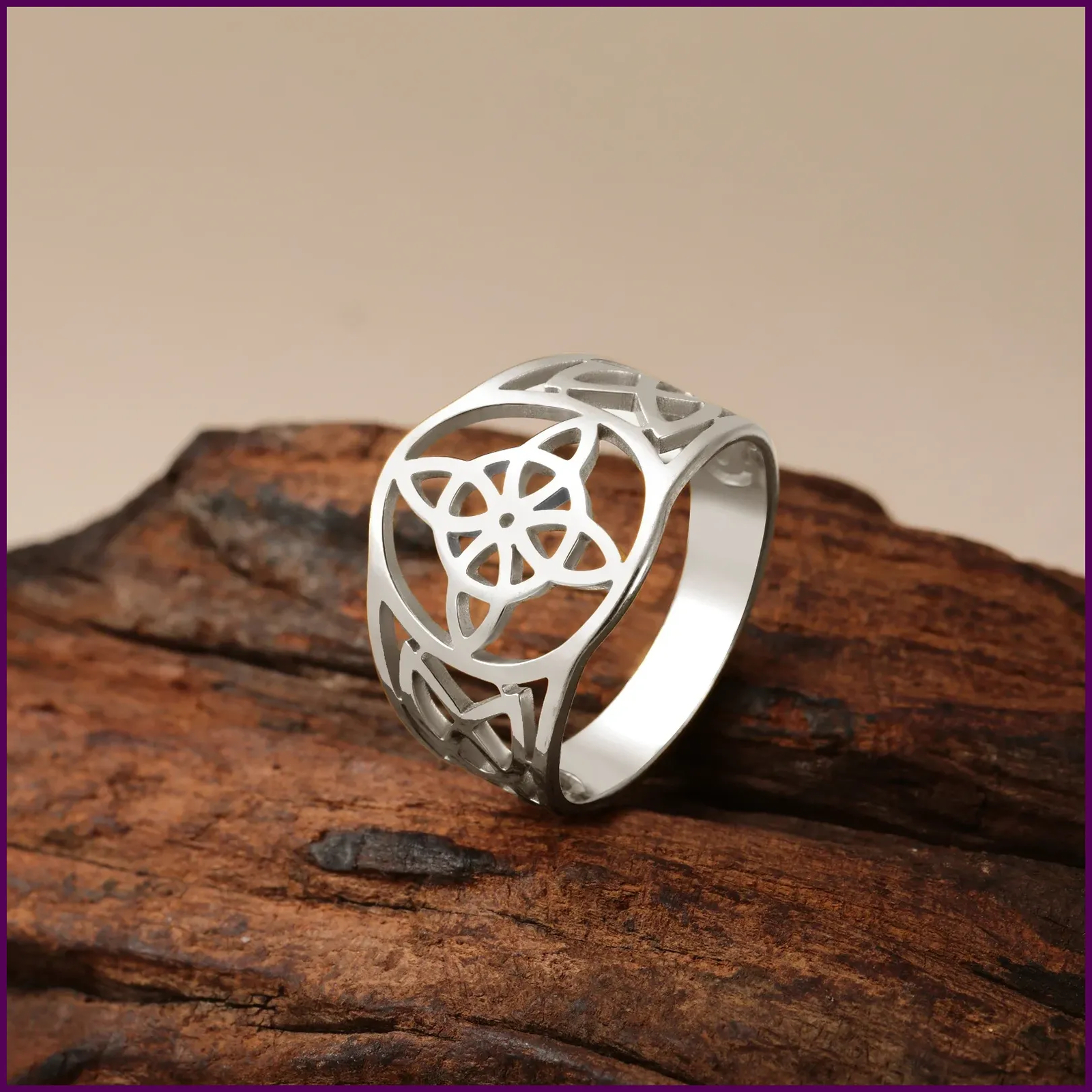 HIPEE Fashion Celtic Knot Design Women Rings Stainless Steel Celtic Knot