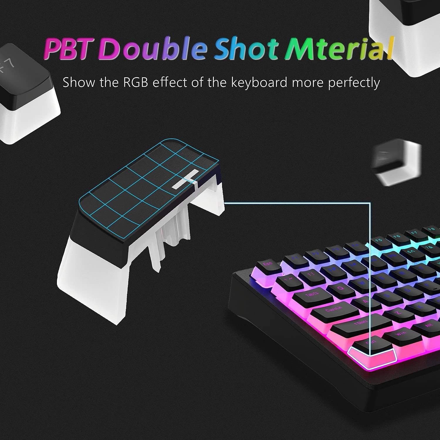 Womier Pudding Keycaps, 165-Key PBT Shine-Through Set for Mechanical Keyboards