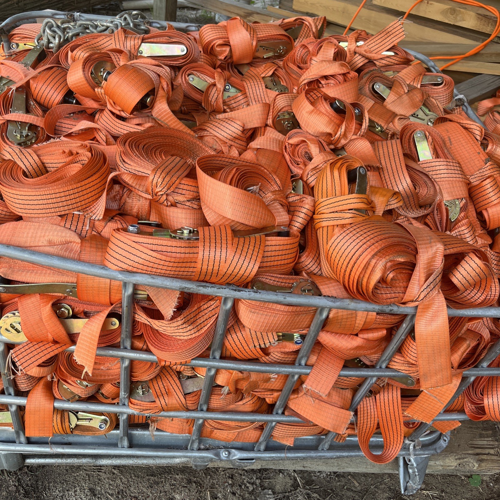 Ratchet straps. 8 pack. No hooks. Used once. 2”x~15-30’ (at least 15’)