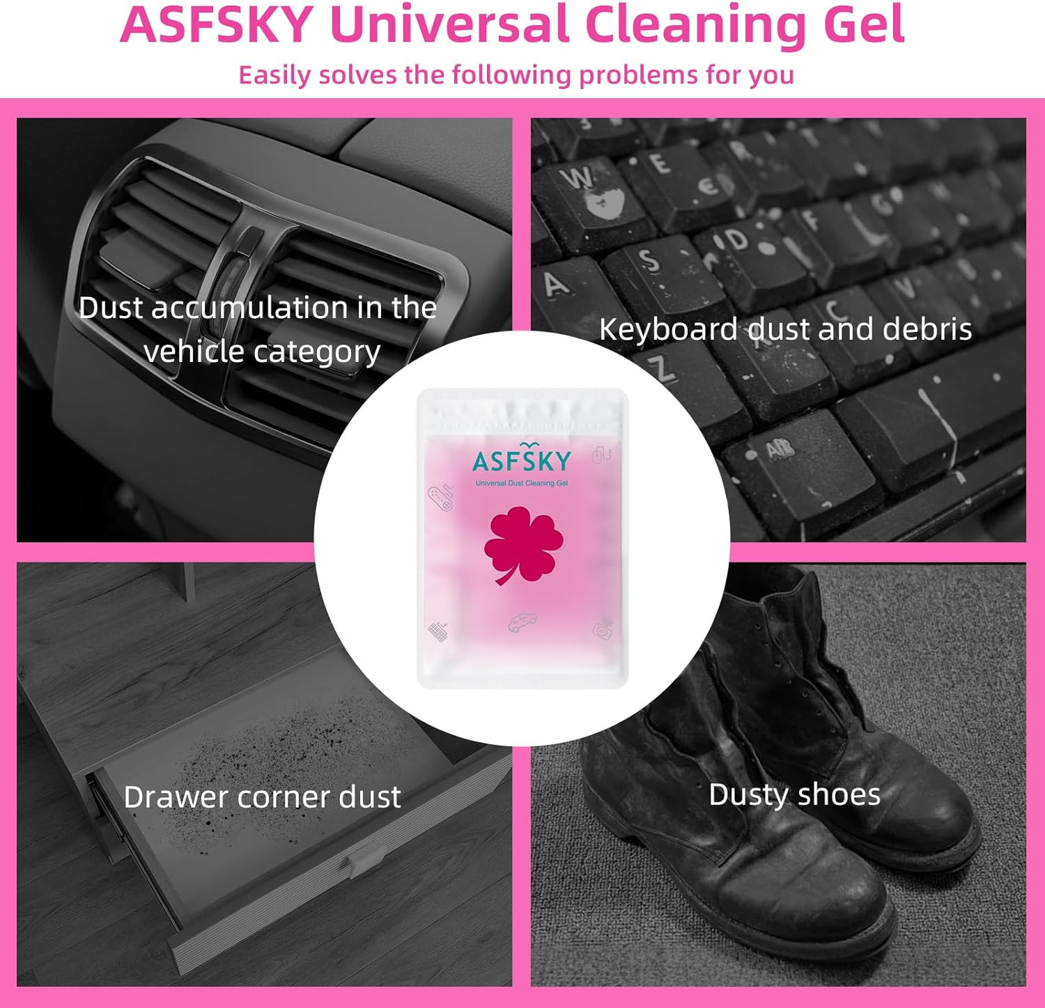 Reusable Cleaning Gel for Car Interior, Keyboard & Home – 5 Pack (90G Each), Sti