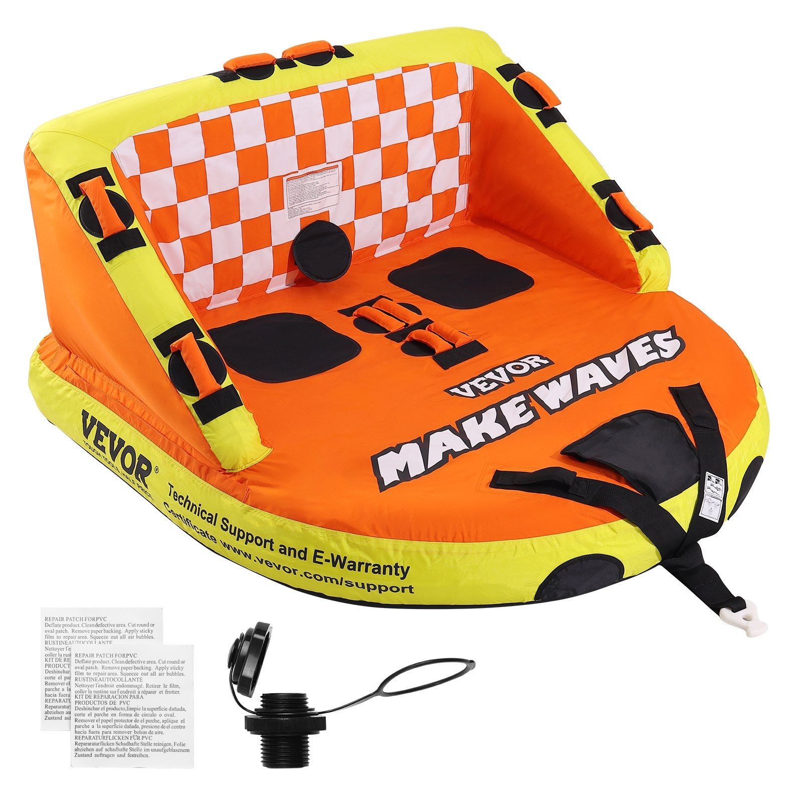 340lb 2-Rider Towable Water Sport Tube w/ Adjustable Towing Points Nylon