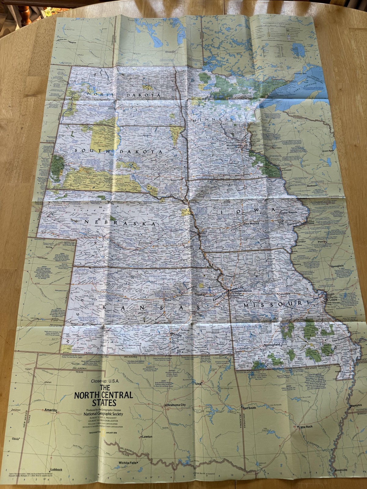 Vintage National Geographic North Central States Travel Map Folded Brochure USA