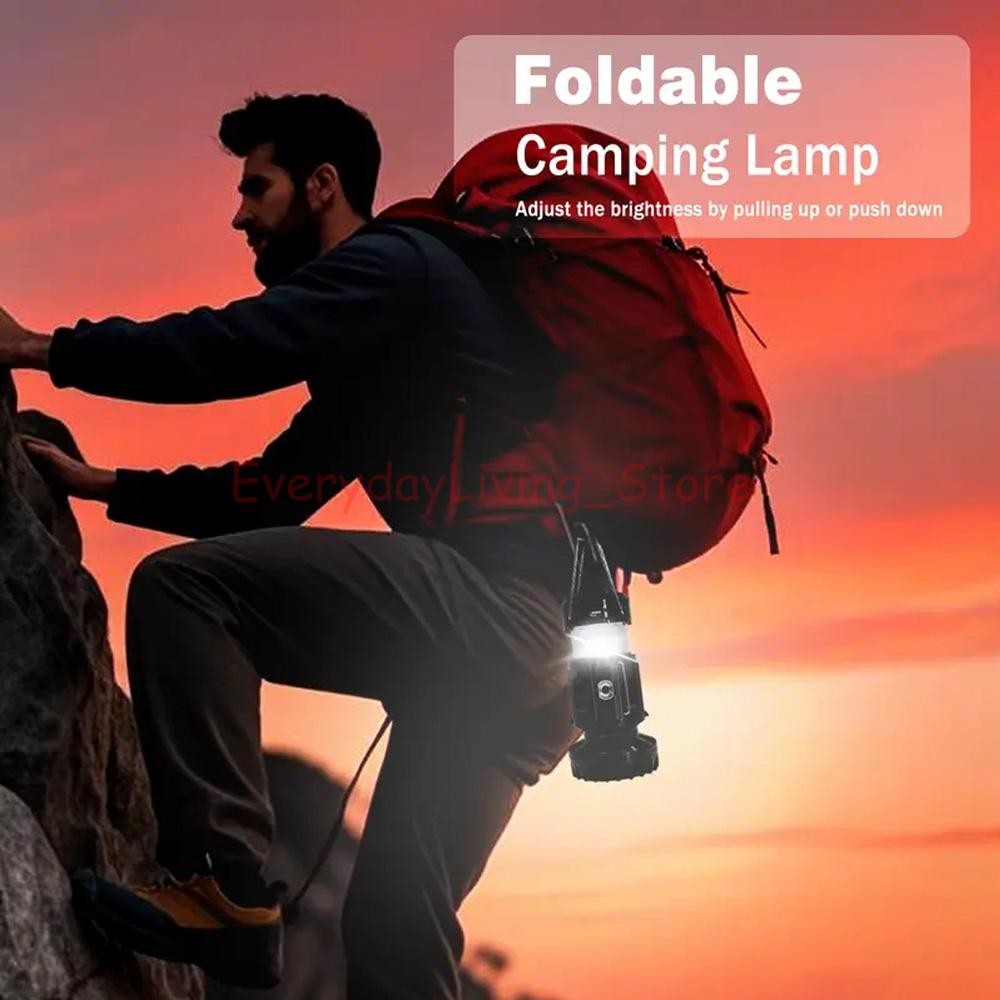 Solar Portable LED Camping Lantern with Fan USB Rechargeable Flashlight Lamp US