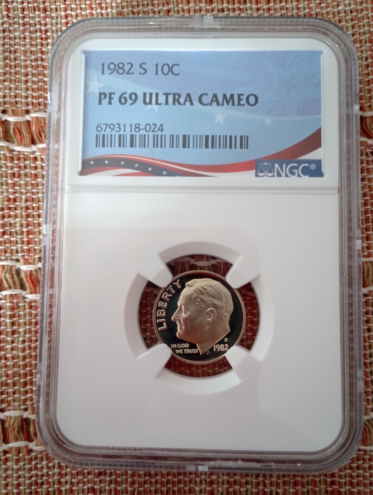 1982-S Proof Roosevelt Dime, Graded PF69UC NGC