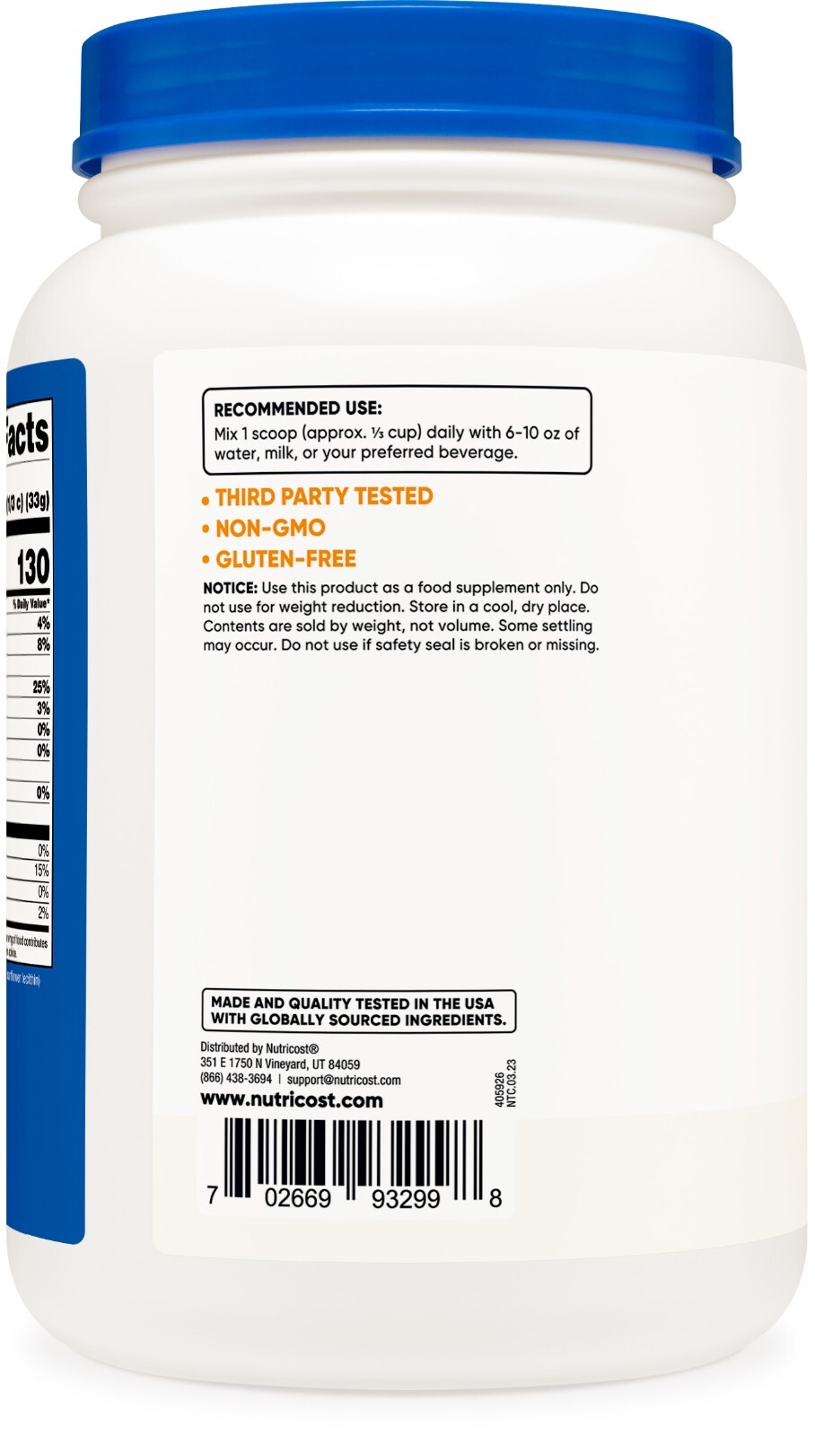 Nutricost Whey Protein Concentrate (Unflavored) 2 LBS