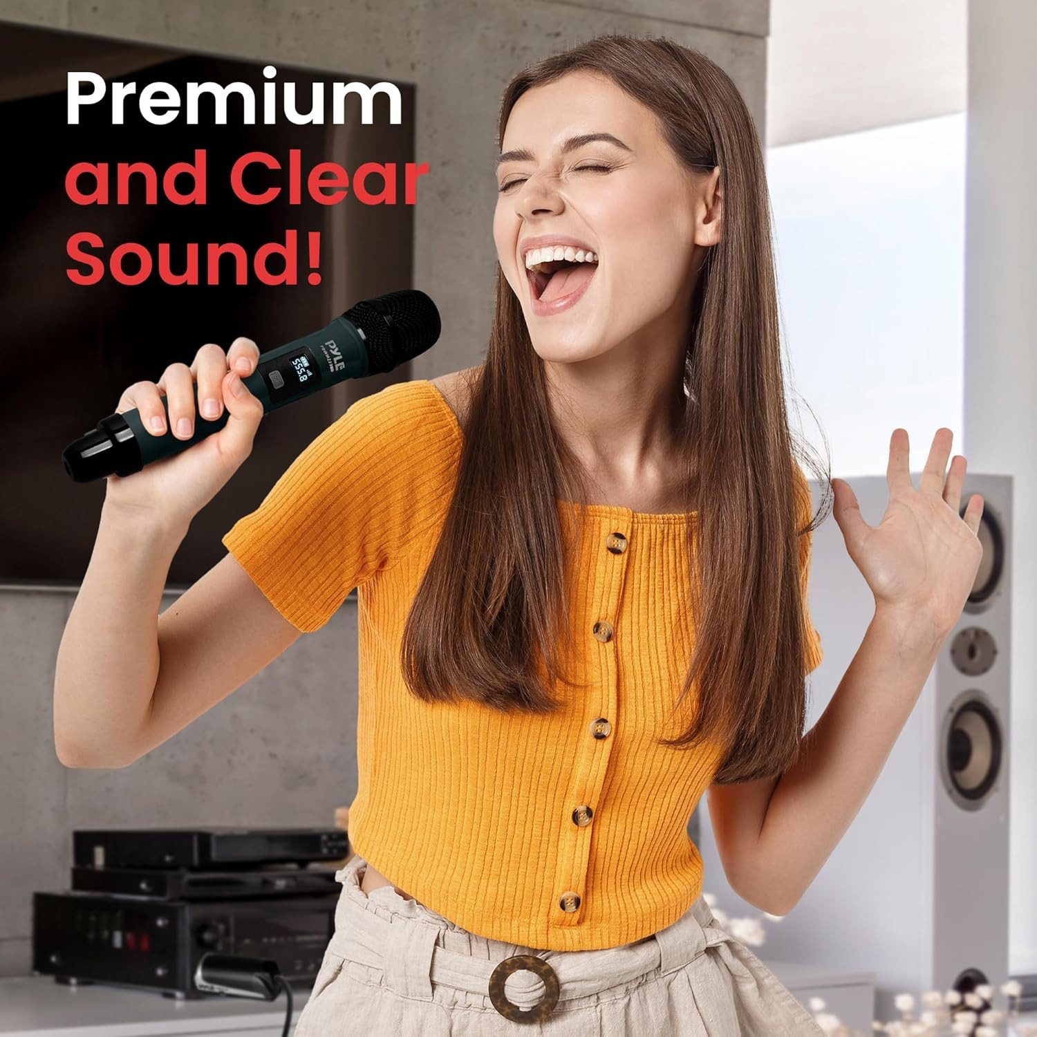 4-Channel Portable UHF Wireless Microphone System with Handheld Mics