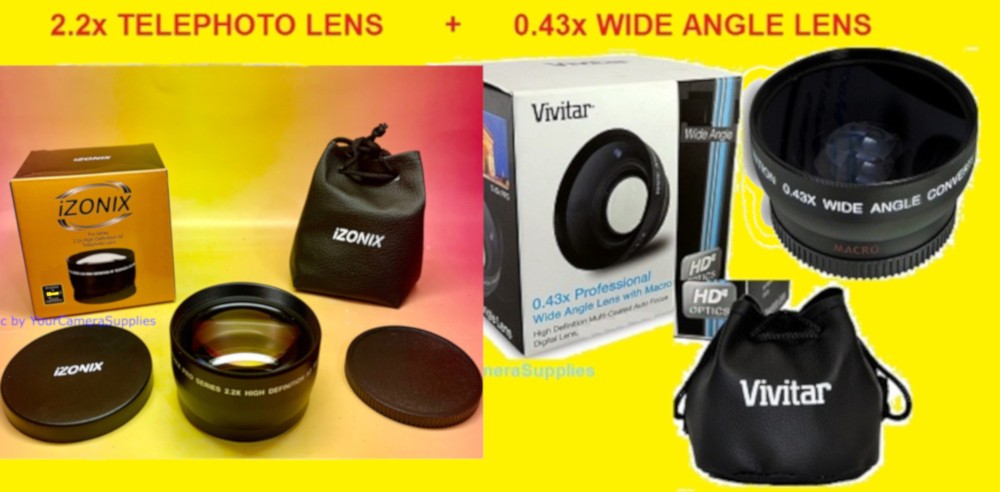0.43x SUPER WIDE ANGLE + 2.2x TELEPHOTO LENS 52mm D3100 D3200 S3300 FZ300 FZ200