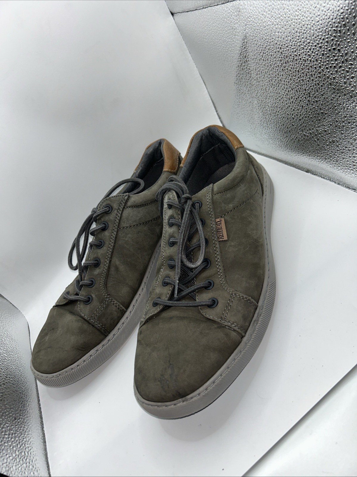 Red Head Brand Men's Leather  Casual Boat Deck Shoes Sneak Sz. 10.5M Kahki, Gray