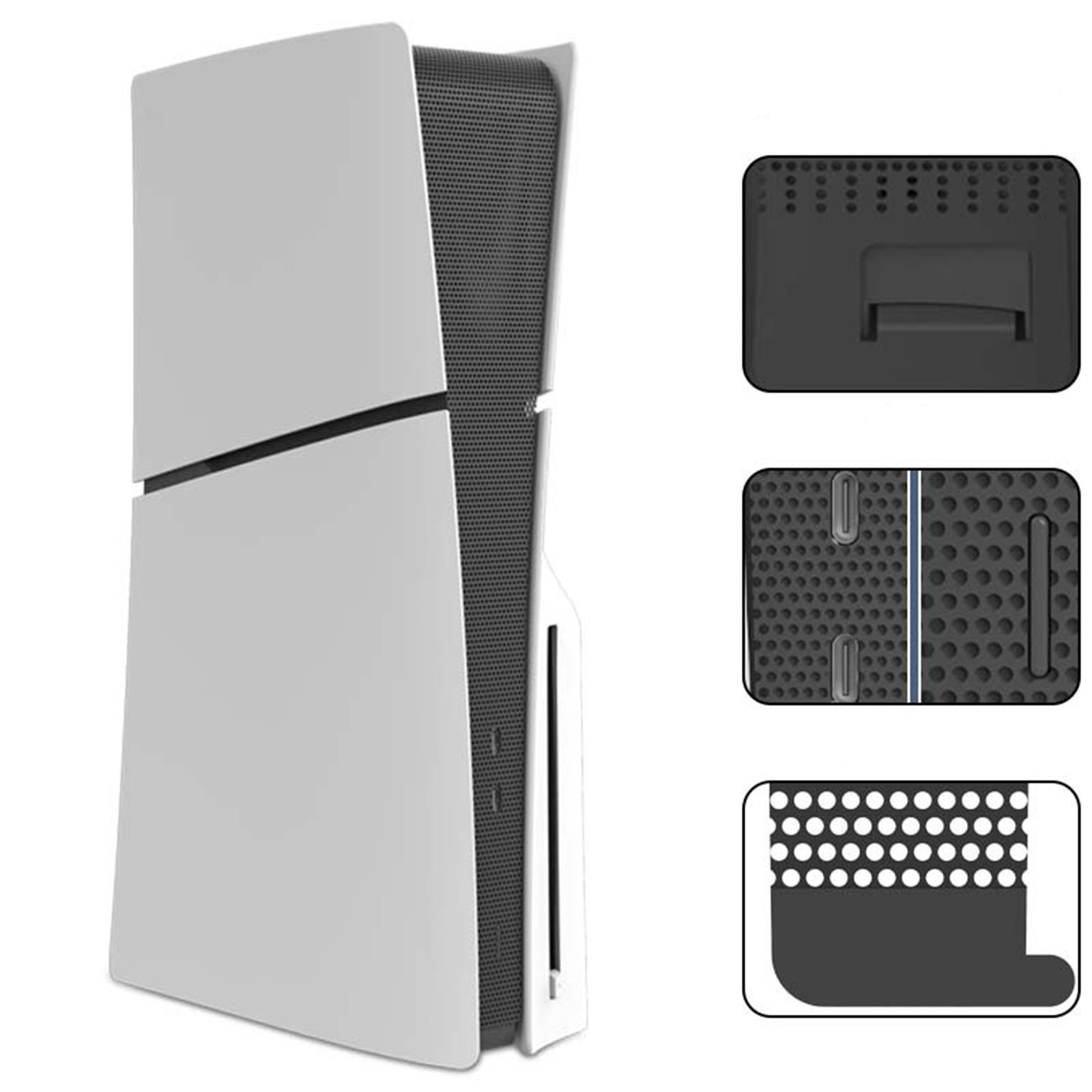 Black Dust Net &Cooling Vents For PS5 slim Console Side Dust Proof Filter Cover
