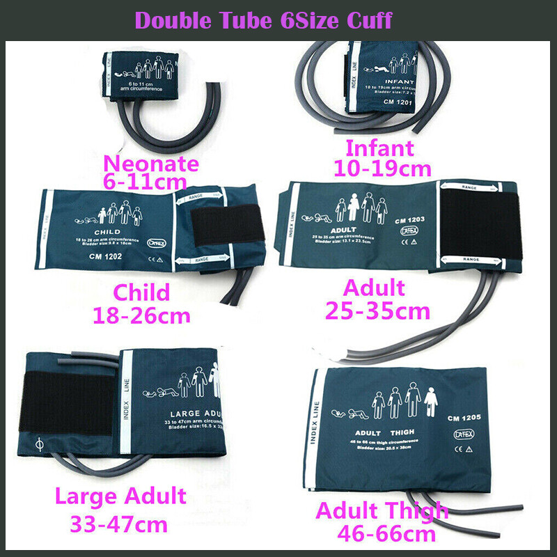 6Size Blood Pressure NIBP Cuff Neonatal/Infant/Child/Adult/ Patient Monitor Cuff