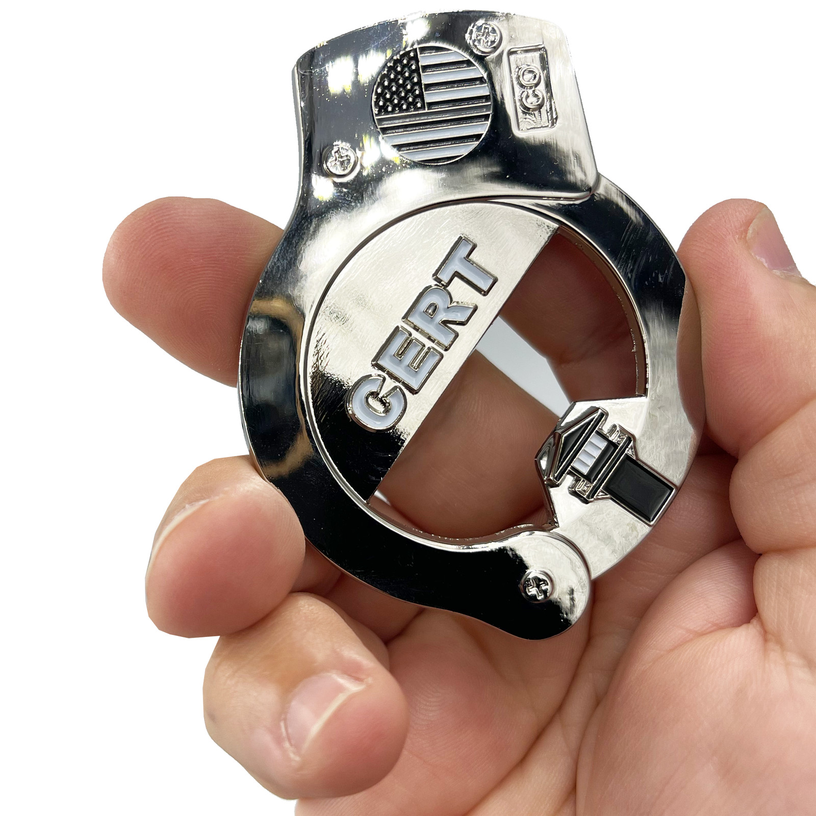 BL4-011 CERT Thin Gray Line HANDCUFFs Challenge Coin Bottle Opener Beard Gang Sk