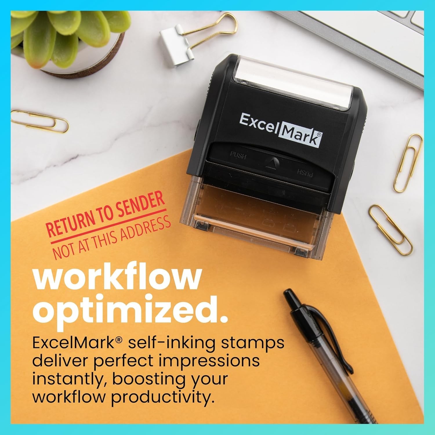 Self-Inking Rubber Stamp - Return to Sender Not at This Address - Red Ink Medium