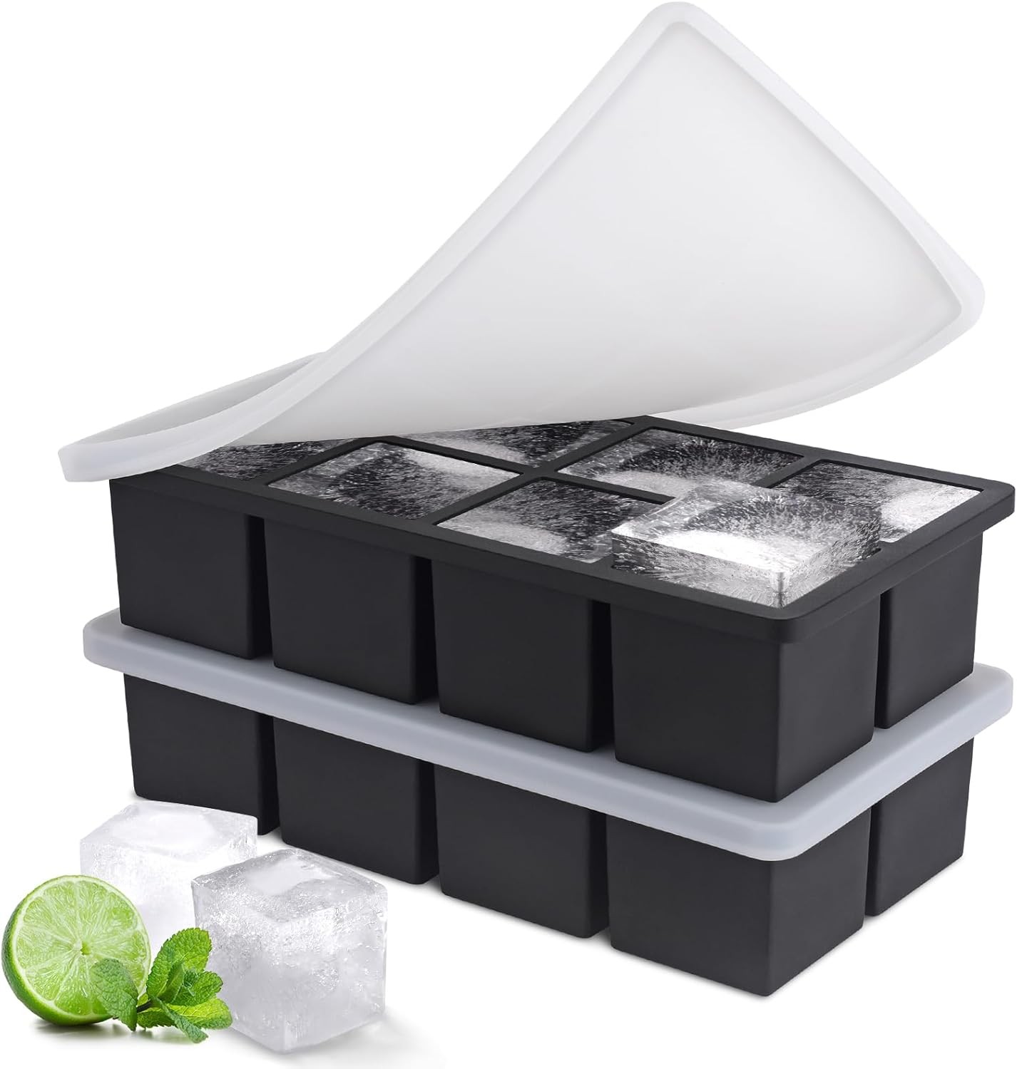 Ice Cube Tray, SLGOL Ice Trays for Freezer with Lid, Easy Release large Ice Cube