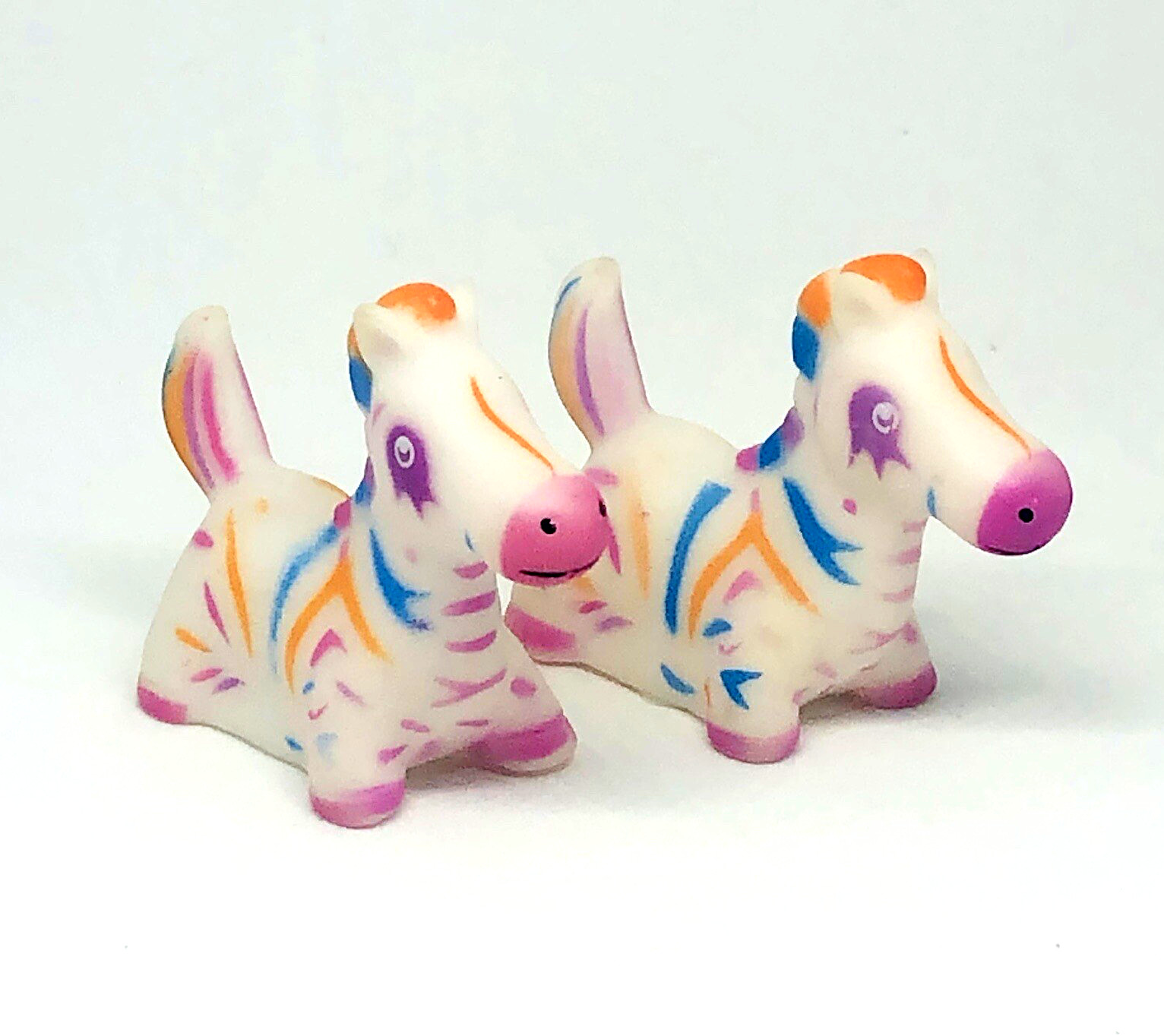 Rainbow Zebras 2.5” Rubber Zoo Animal Bath Pool Jeep Toy Set of 2