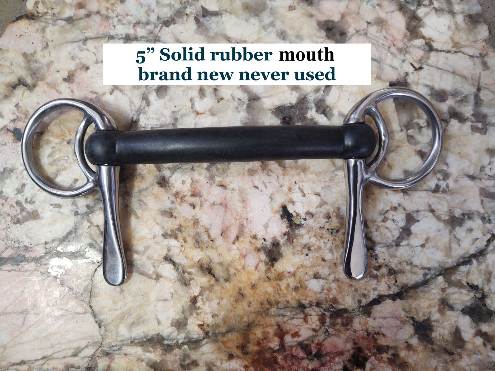 Horse bit Half Cheek Mullen Mouth Rubber bit w Safety Bar 5"