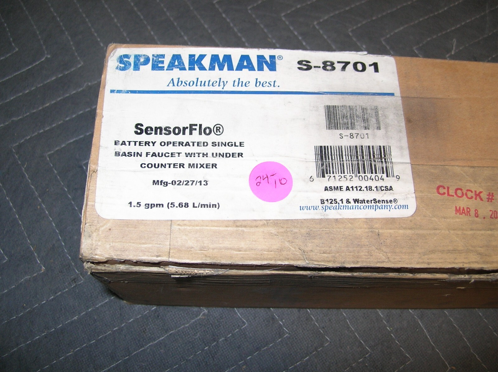 Speakman #S-8701 SensorFlo Battery Operated Single Basin Faucet/1.5 GPM *NOS*