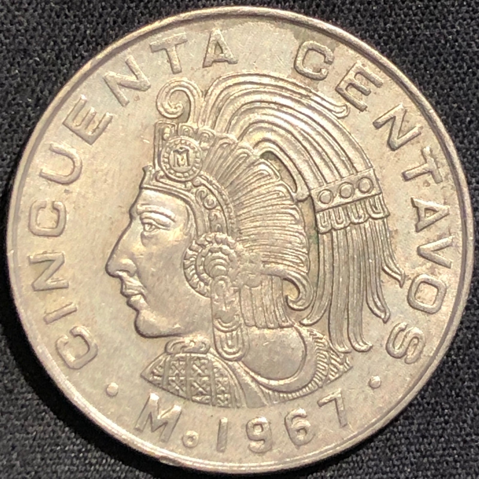1967 Mexico 50 Centavos Copper-Nickel Coin - AU (About Uncirculated) condition