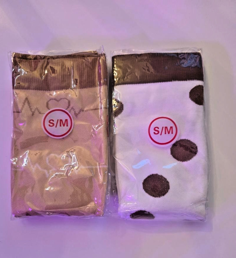 2 pairs of Brown Nurse Theme Compression Stocking size small-medium Brand New