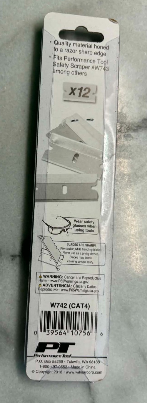 PT Performance Tool W742 Razor Blades Single Edge 12 Razor Blade Pack