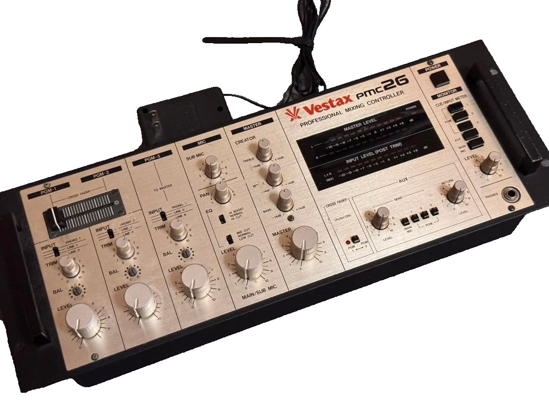 Vestax PMC-26 Rotary DJ Mixer Champagne Gold Tested Vintage Japan