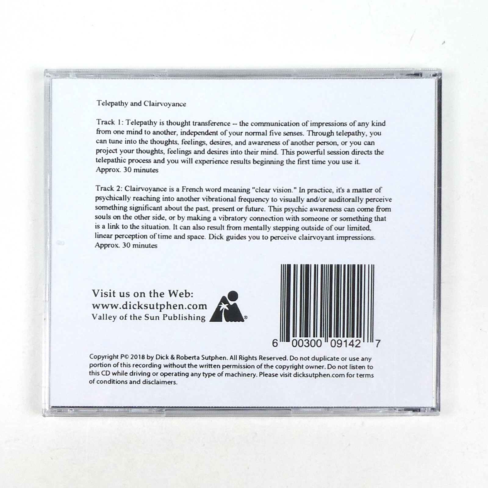 TELEPATHY & CLAIRVOYANCE CD Self Hypnosis Dick Sutphen Develop Psychic Power