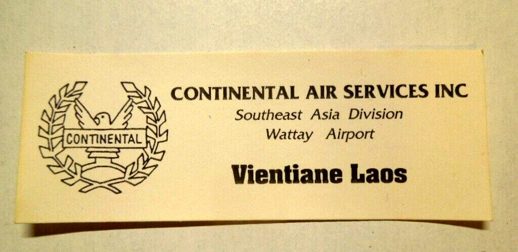 Continental Air Services Laos Southeast Asia  Sticker 4" by 1  1/2"  MINT