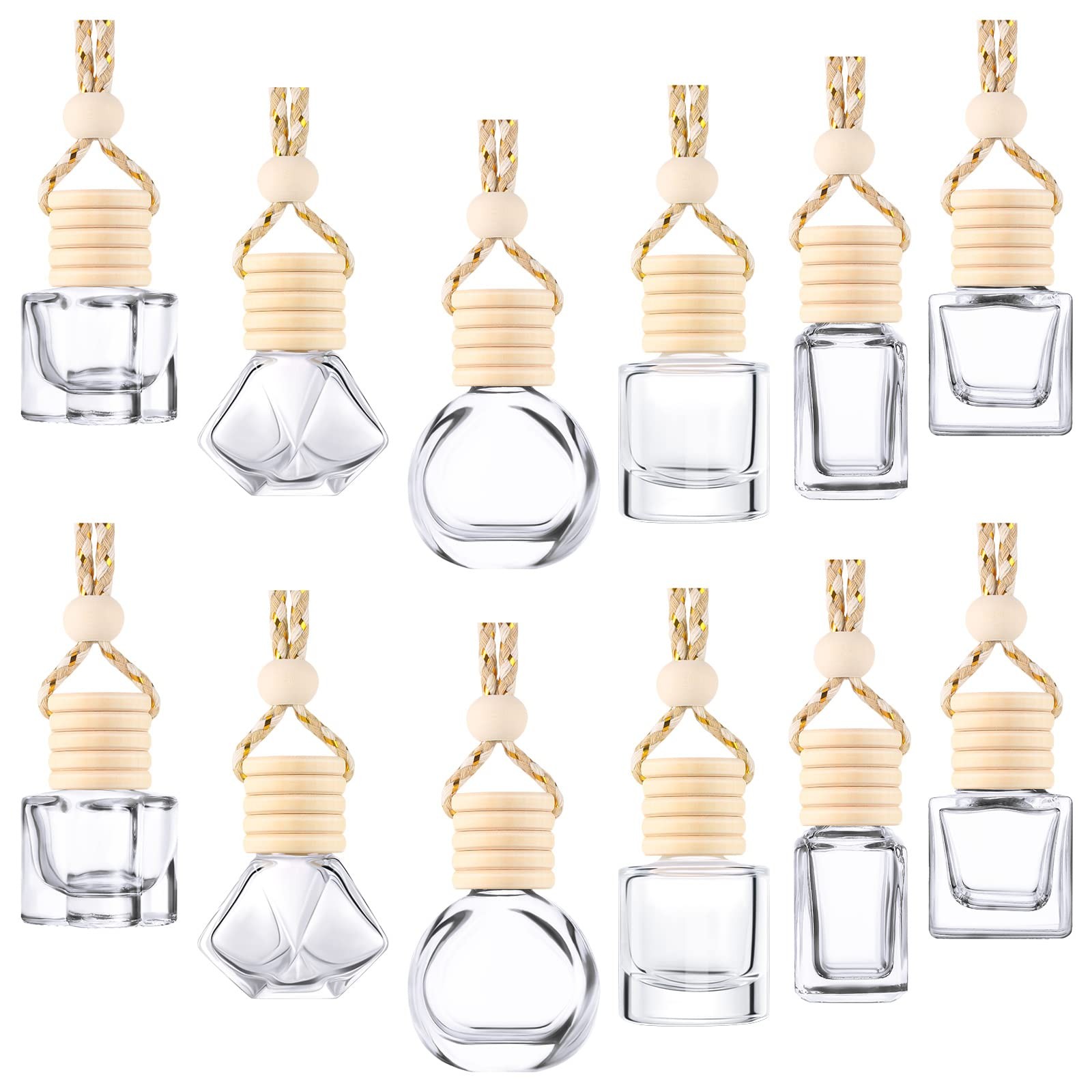 Patelai 12 Pcs 8ml Hanging Car Air Freshener Perfume Bottle Empty Clear
