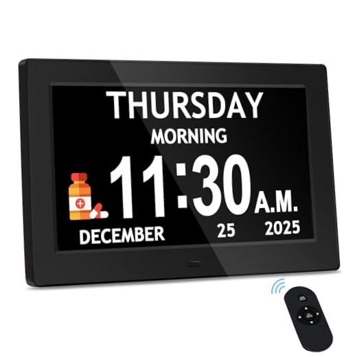 10.1'' Extra Large Digital Clock, 1280*800p HD Display, Dementia 10.1" Black