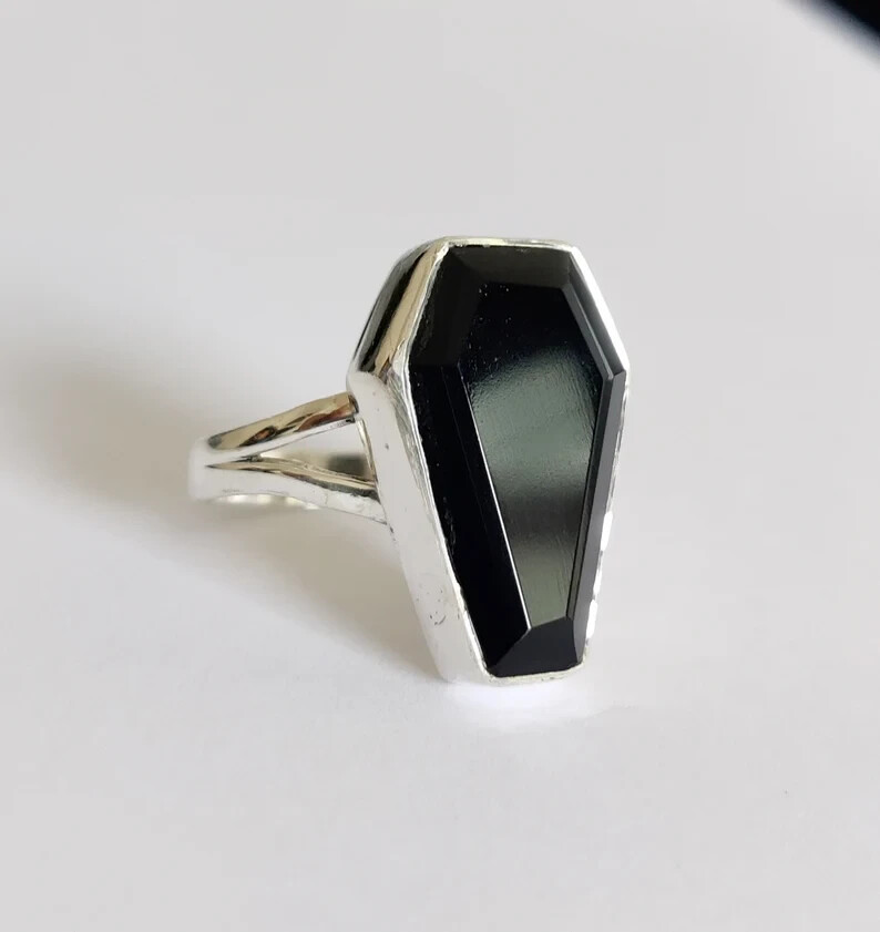 Black Onyx Ring, Solid 925 Sterling Silver Ring, Handmade Ring, Black , All Size