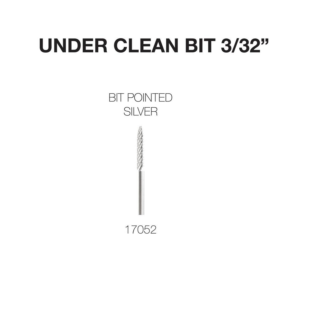 Cre8tion Carbide Nail Drill Bit 3/32'' Shank | 17052 - Under Clean bit silver