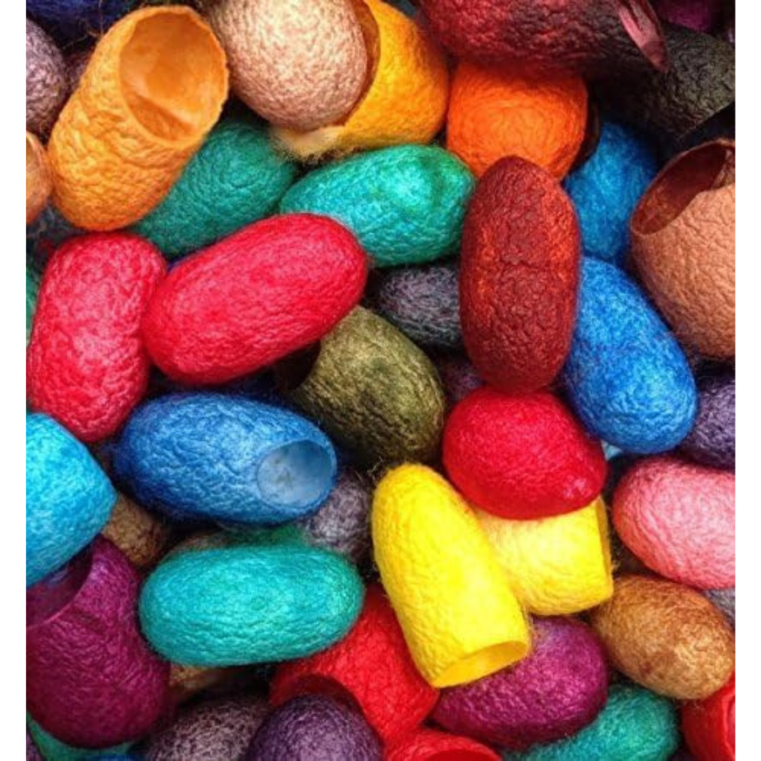 Hand Dyed Silk Cocoons, Silk Cut Cocoons, Mulberry Silk Fibers– Pack of 1-40 pcs