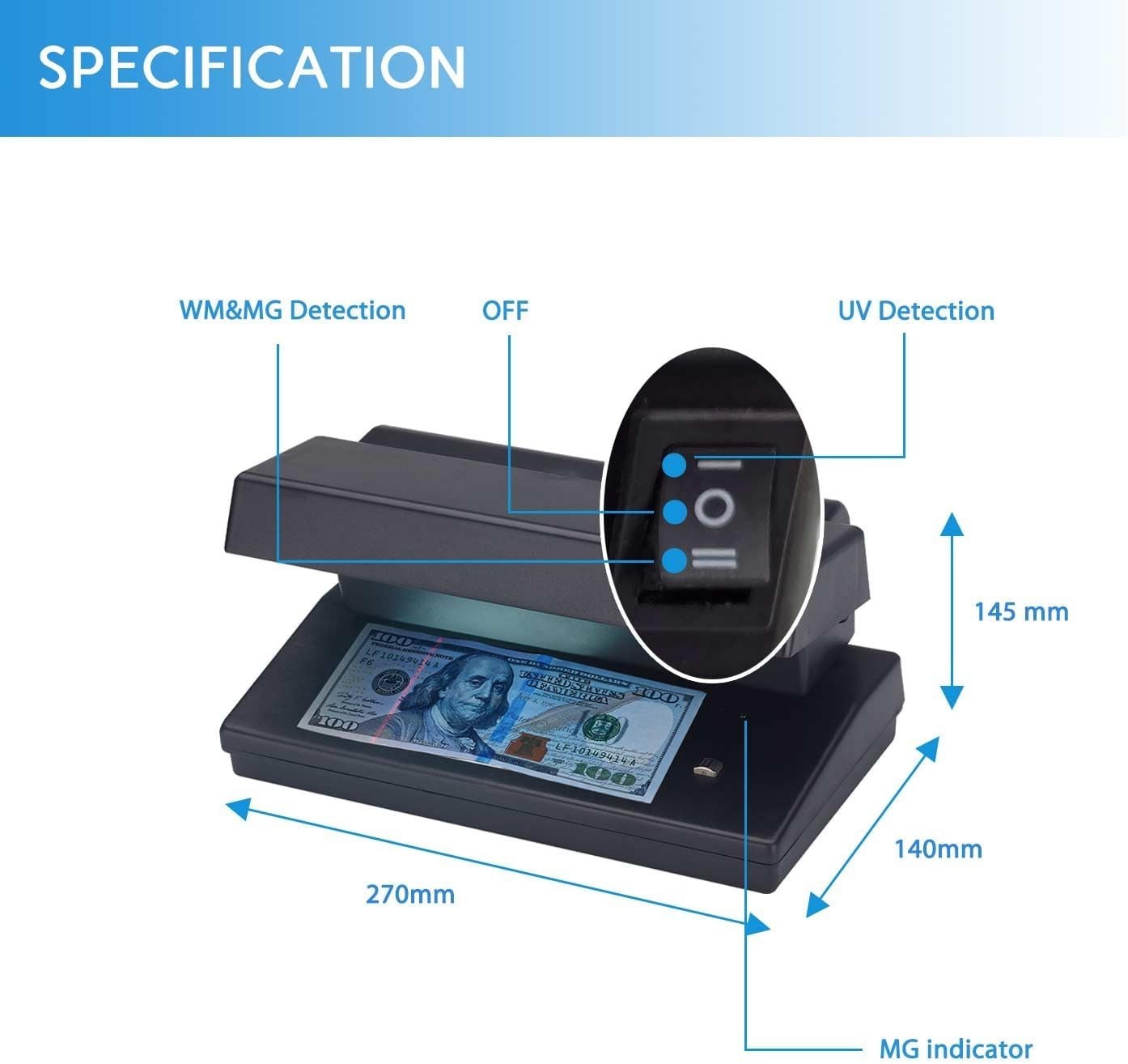 Counterfeit Bill Detector--TIHOO--NEW