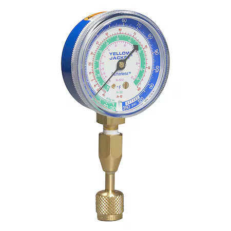 Yellow Jacket 40332 Test Gauge, 2 1/2 In Dia, Blue