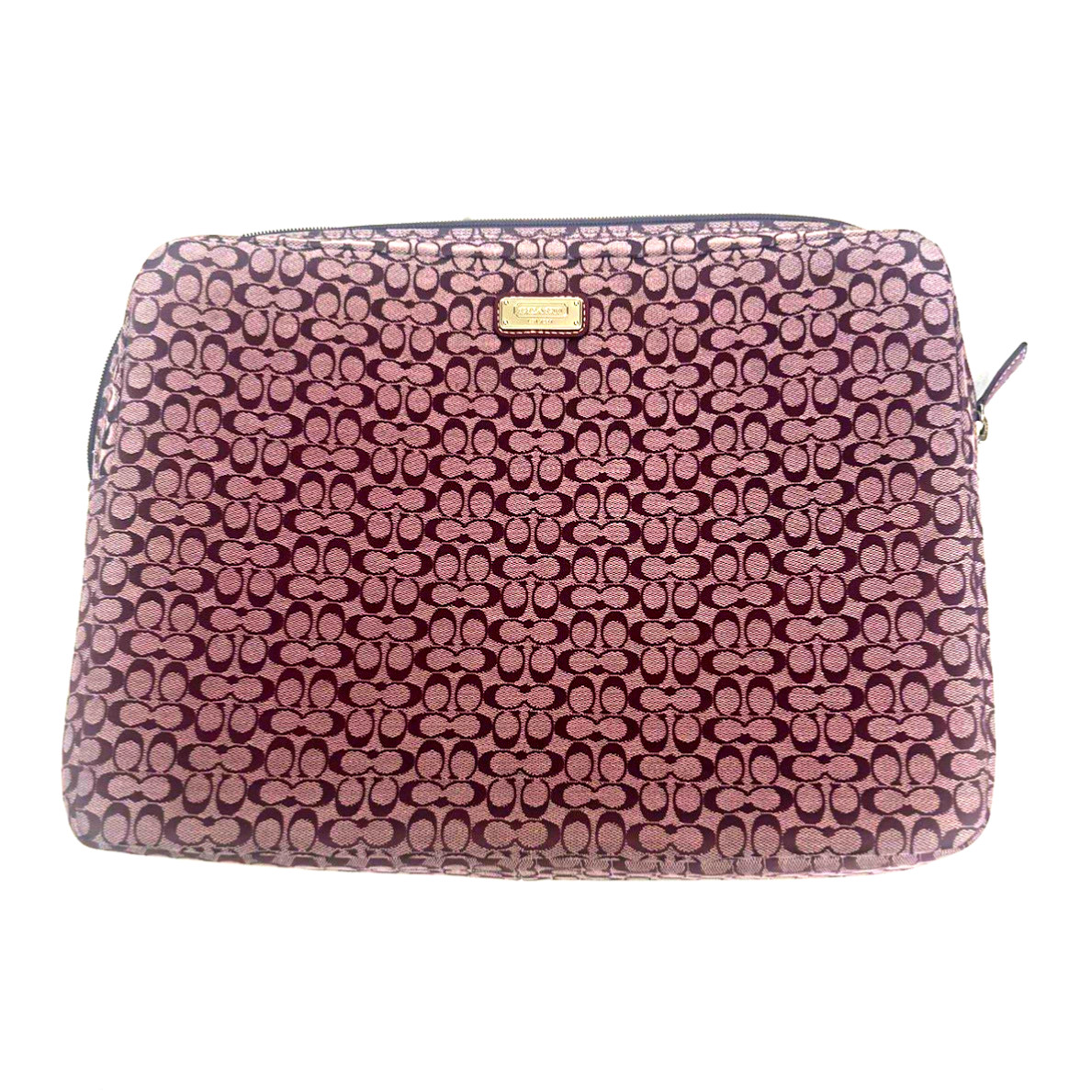 Coach Purple Signature All-Over Logo Padded Laptop Sleeve Case 14 x 10 in