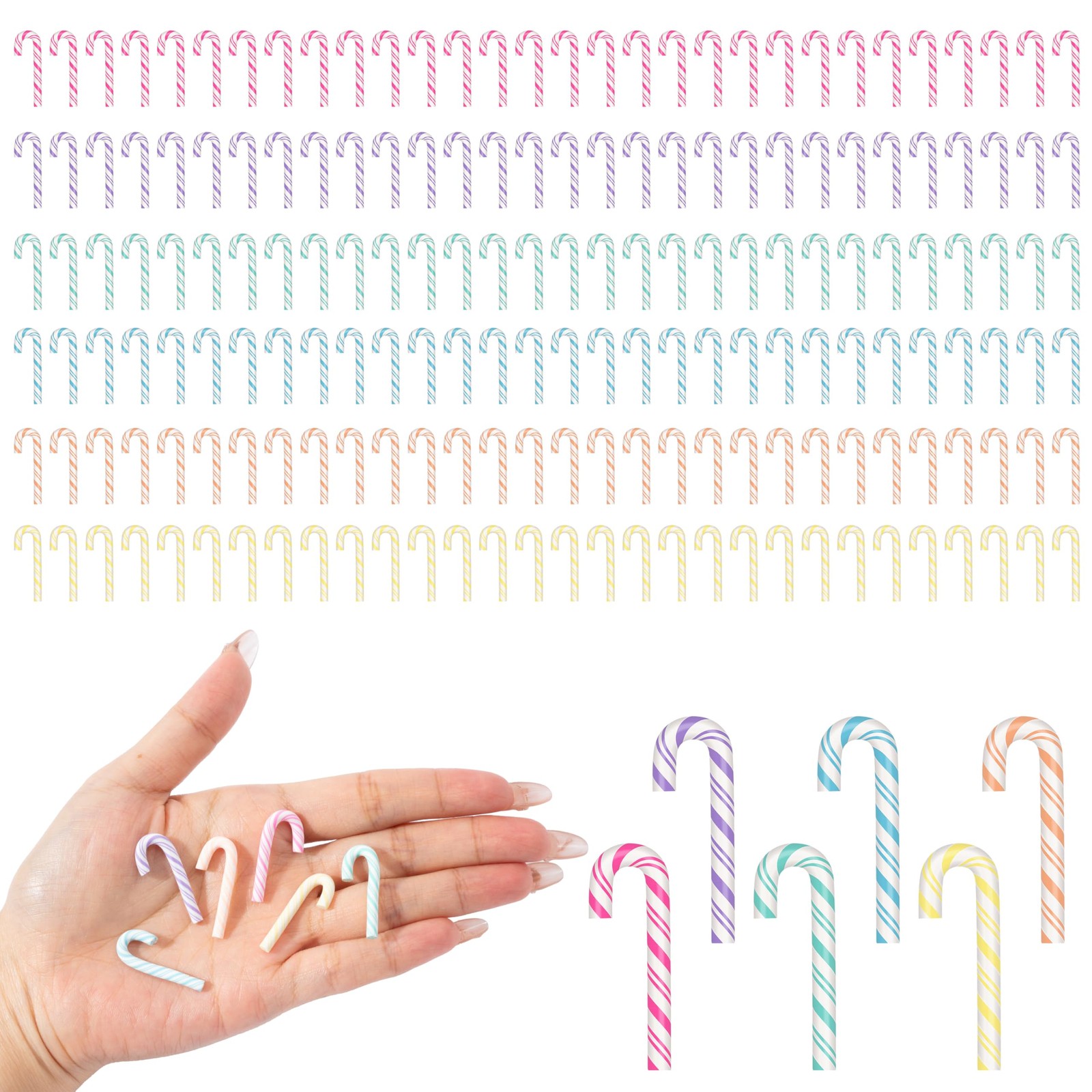 180 Pcs Christmas Candy Cane Decor Plastic Fake Candy Mini Ornaments Prop