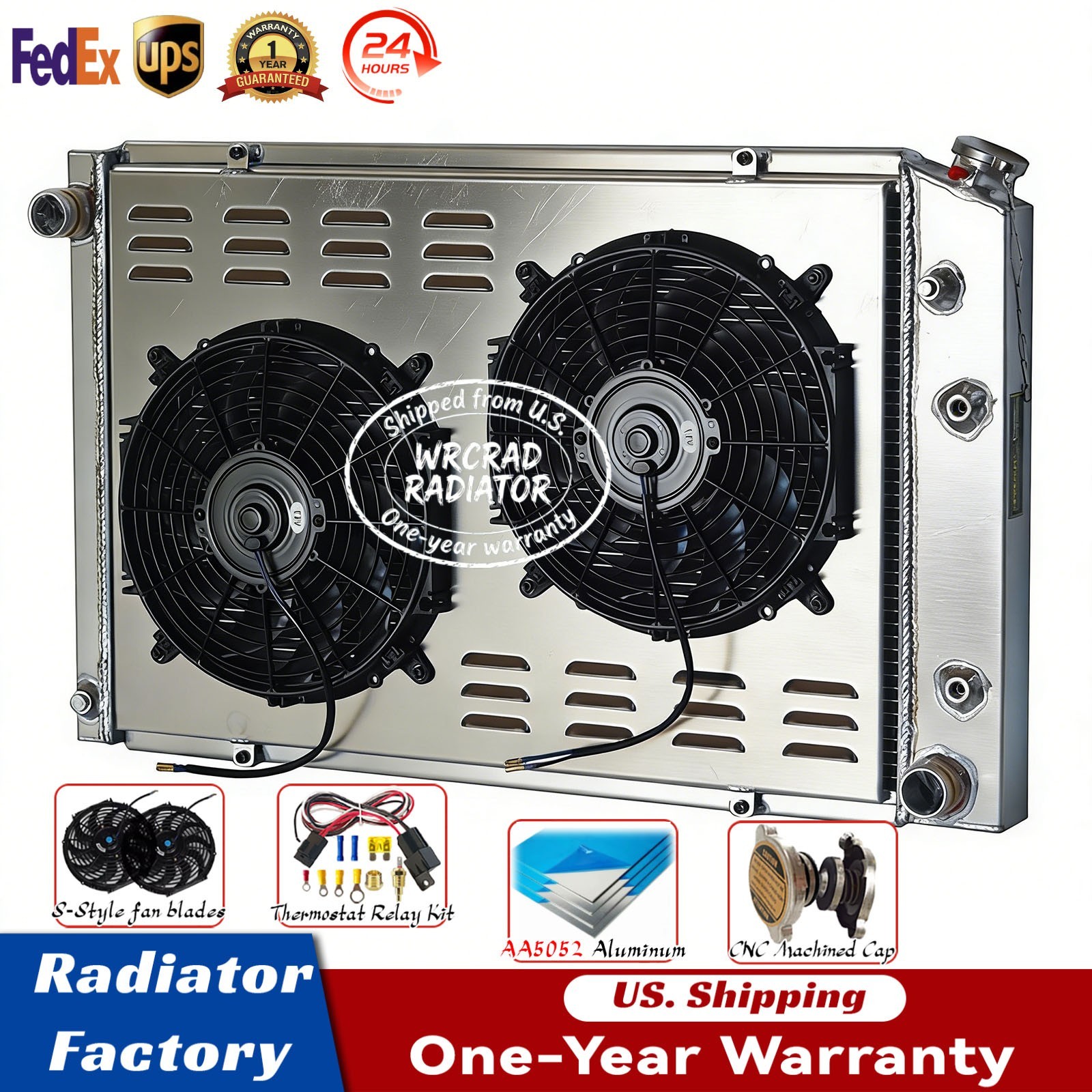 For Chevy C/K C10 C20 C30 K10/20 GMC Truck 1973-1987 Radiator&Shroud Fan CC716 w