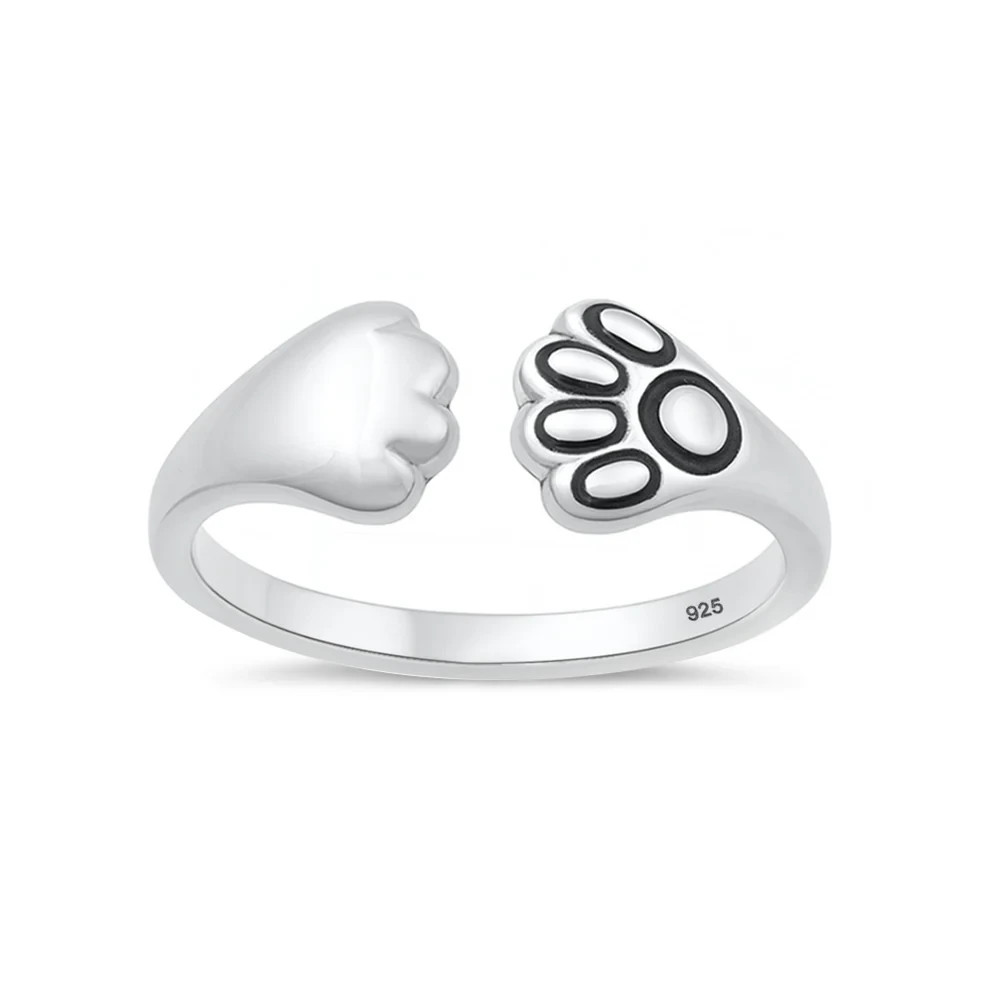 Sterling Silver Pet Paw Adjustable Toe / Midi Ring
