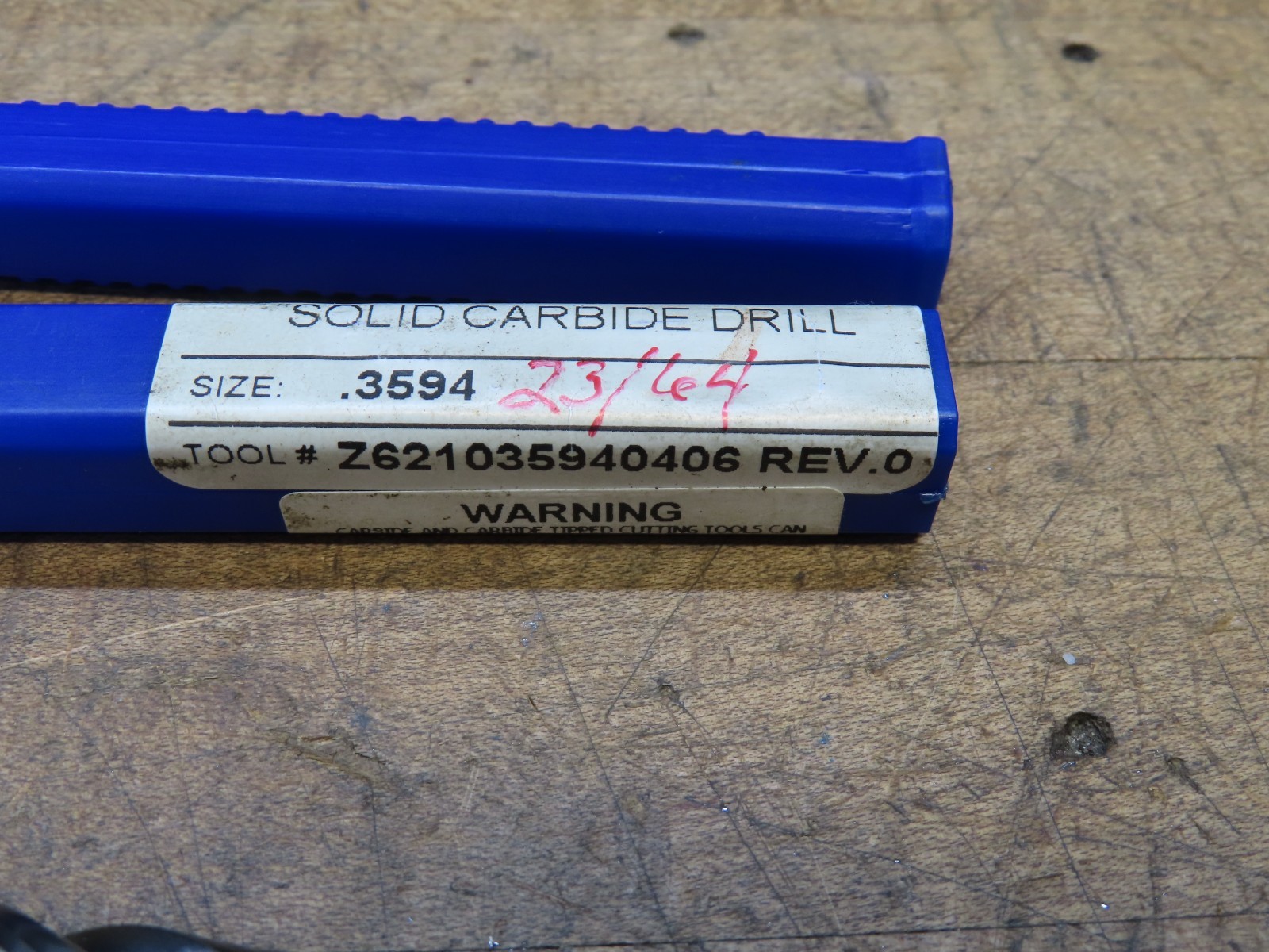 1 NEW CJT Durapoint 23/64" 3 flute solid carbide drills 0.3594"