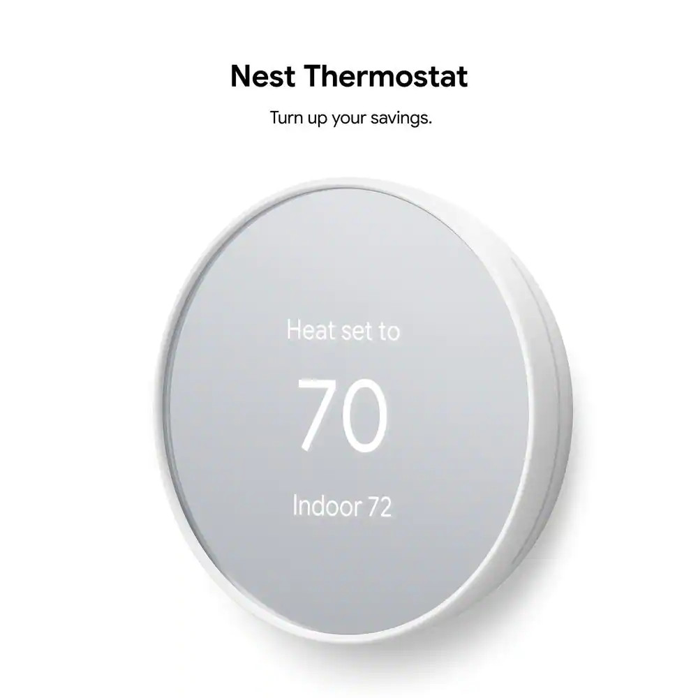 Google Nest Thermostat - Smart Programmable Wi-Fi Thermostat - Snow