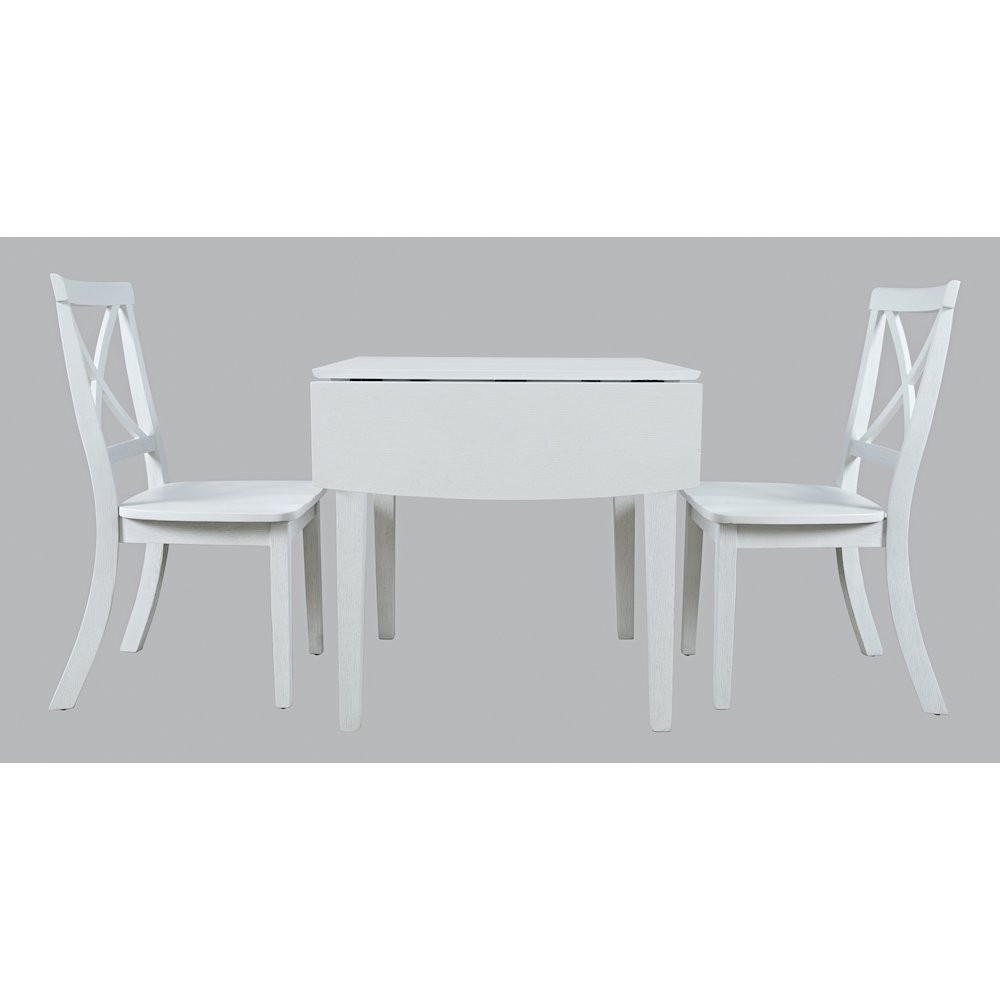 Eastern Tides Coastal Wire-Brushed Acacia Three Piece Cross-Back Dining Set