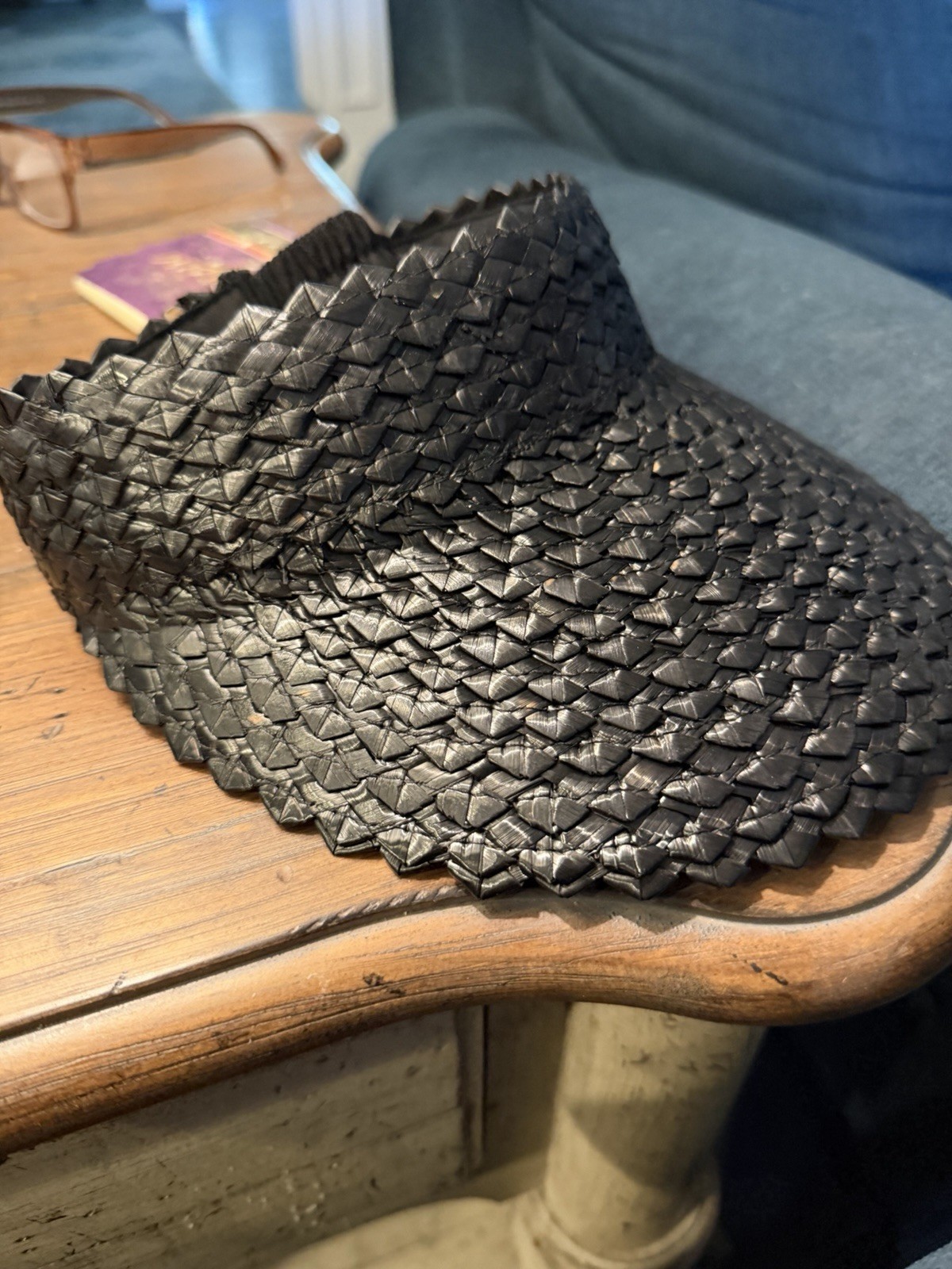 Hemlock Hat Co. Capri Visor Black Straw Adjustable Women's Outdoor Beach Hat