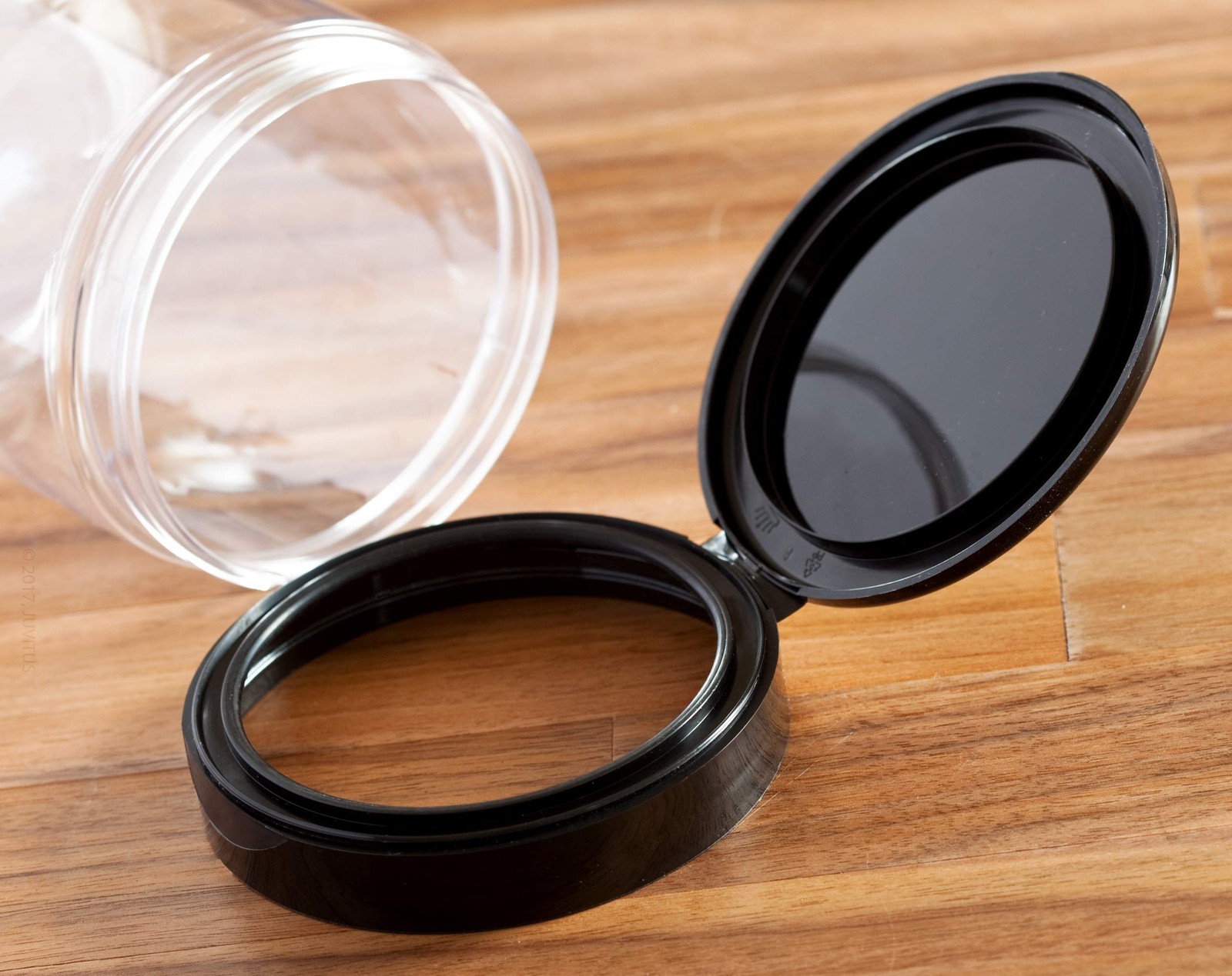 6 PCS 8 Oz Clear PET Plastic Refillable Low Profile Jar With Black Flip Top